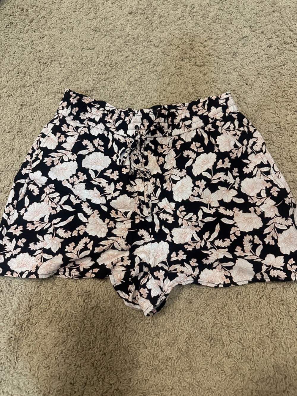 Express Black Shorts with Pale Pink Floral Print